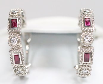 NEW Judith Ripka Sterling Silver Pink sapphire Diamonique CZ's Signed