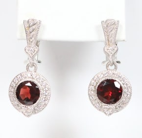 NEW Judith Ripka Sterling Silver faceted garnet Diamonique CZ's Signed