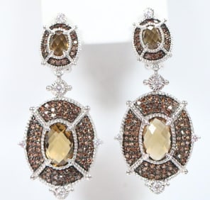 NEW Judith Ripka Sterling Silver, Gemstone, and Crystal Earrings, Signed