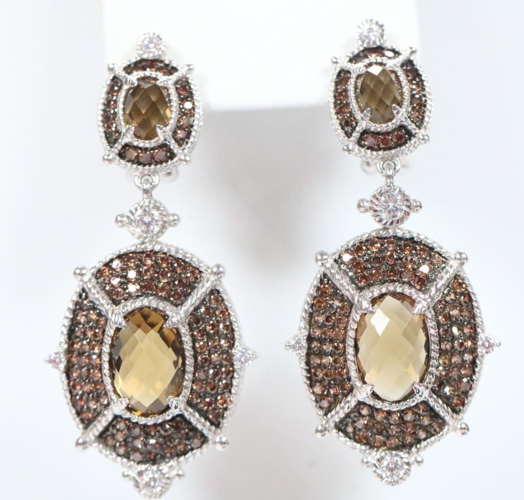 NEW Judith Ripka Sterling Silver, Gemstone, and Crystal Earrings, Signed (1 of 8)