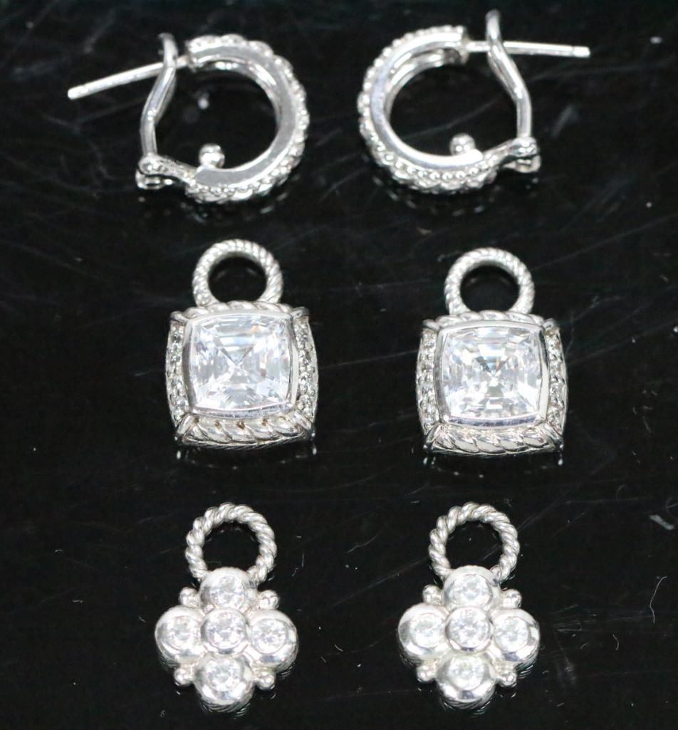 NEW Judith Ripka Sterling Silver and Diamonique CZ's charm earrings 2 sets (1 of 7)