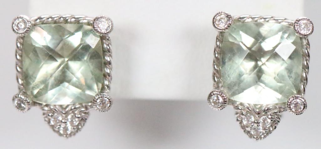 NEW Judith Ripka Sterling Silver, Gemstone, and Crystal Earrings, Signed (1 of 4)