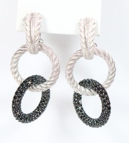 NEW Judith Ripka Sterling Silver and Diamonique CZ's Earrings, Signed