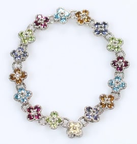 Like New Barbara Bixby 18kt Gold Sterling Silver, multi Gemstone Bracelet