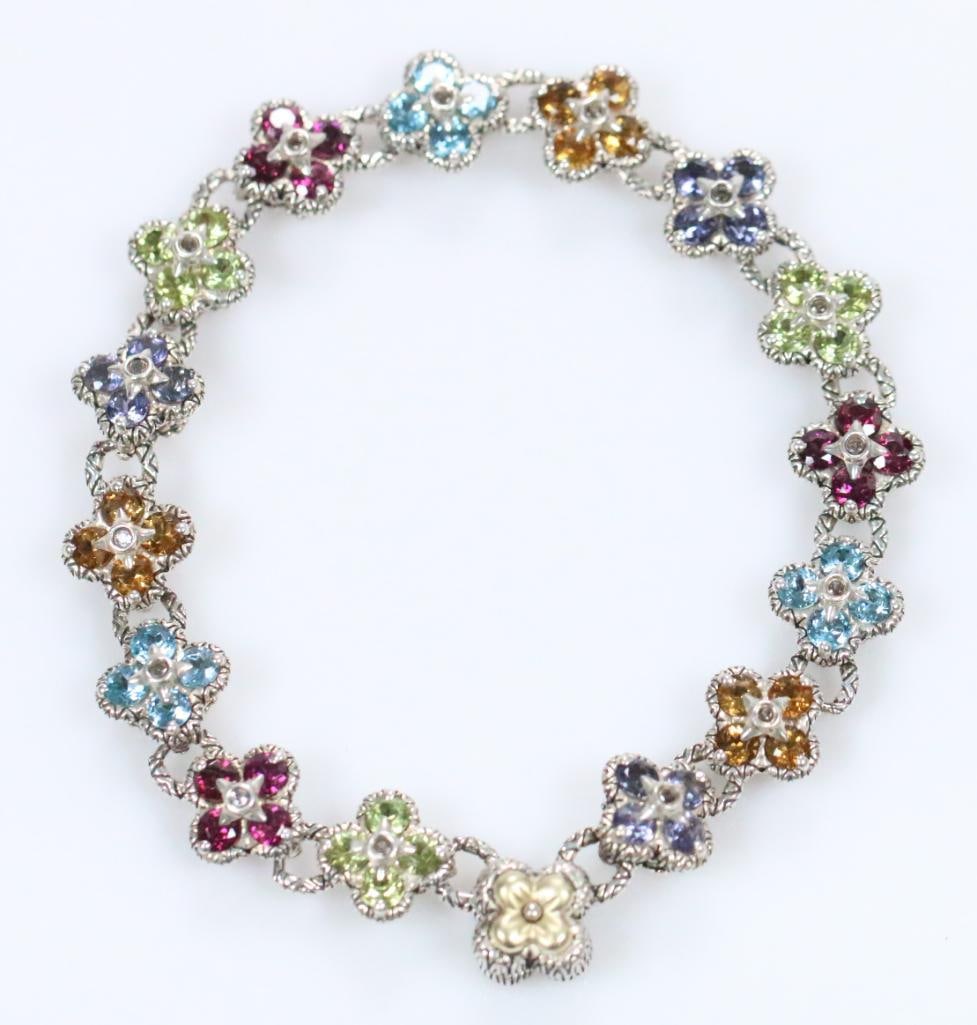 Like New Barbara Bixby 18kt Gold Sterling Silver, multi Gemstone  Bracelet (1 of 17)