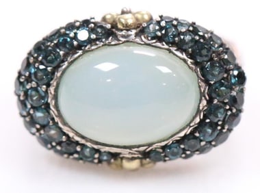 Like New Barbara Bixby Sterling Silver 18kt Gold Blue sapphire and blue ring, Signed
