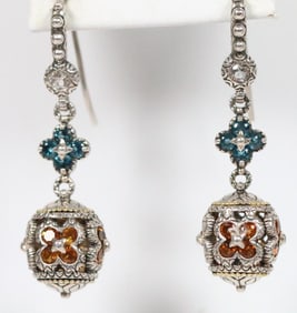 Like New Barbara Bixby Sterling Silver 18kt Gold multi Gemstone citrine, topaz earrings