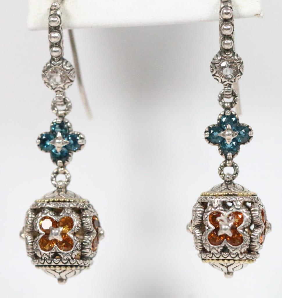 Like New Barbara Bixby Sterling Silver 18kt Gold multi  Gemstone citrine, topaz earrings (1 of 4)
