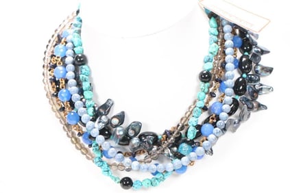 New With Tags Steven Dweck Gemstone, Bronze Necklace, Signed