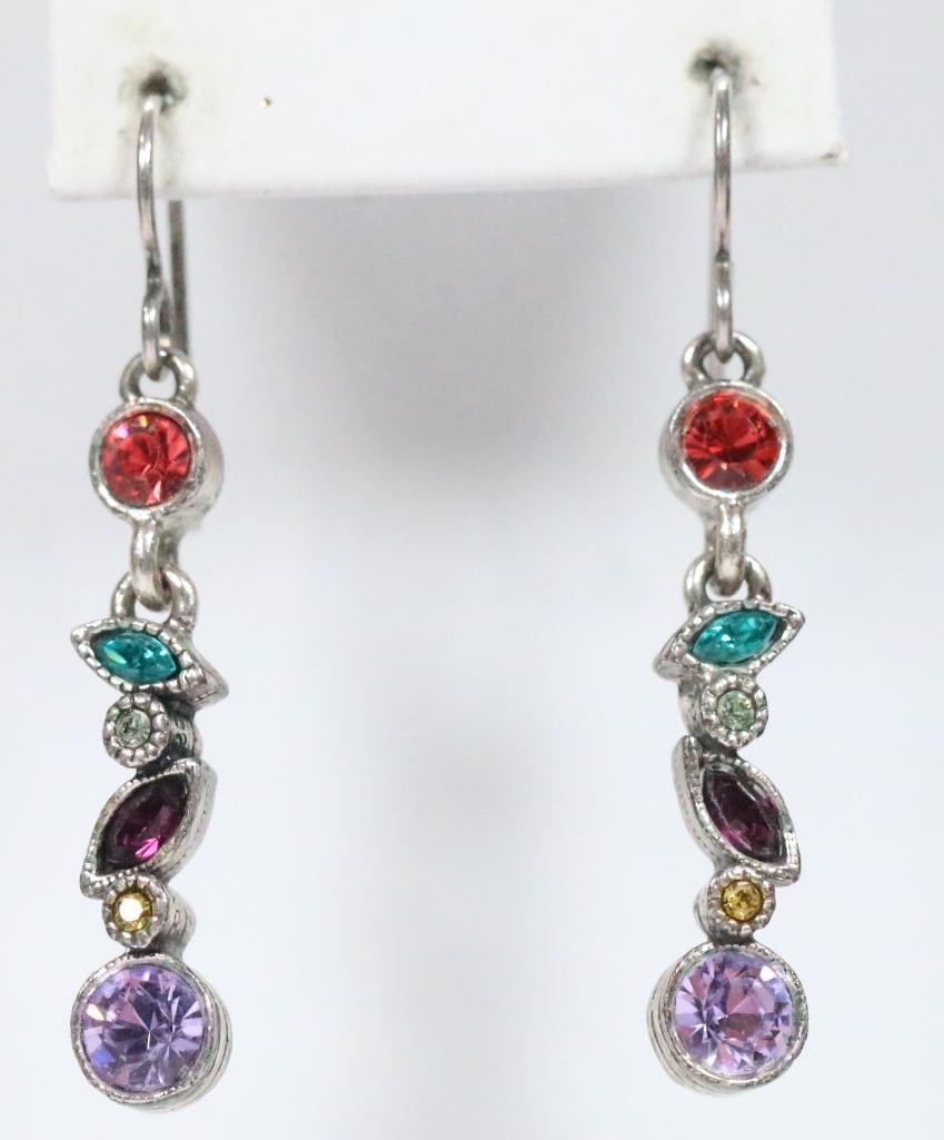 New Patricia Locke Silver Plate and Crystal Earrings, Signed (1 of 4)