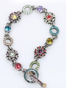 New Patricia Locke Silver Plate and Crystal Bracelet, Signed