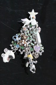 New Kirk’s Folly Crystal, and Enamel Baby’s First Christmas Charm Brooch
