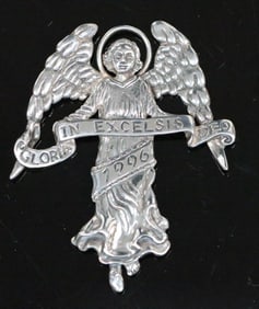 USHS Sterling Silver Angel Pendant Ornament by DeMatteo, Signed, 1996