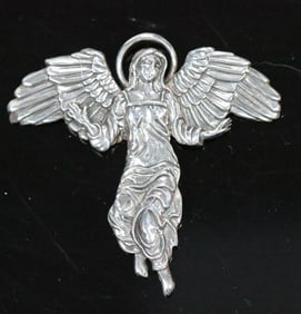 USHS Sterling Silver Angel Pendant Ornament by DeMatteo, Signed, 1997