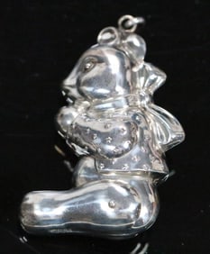 Vintage Sterling Silver Teddy Bear Pendant Ornament