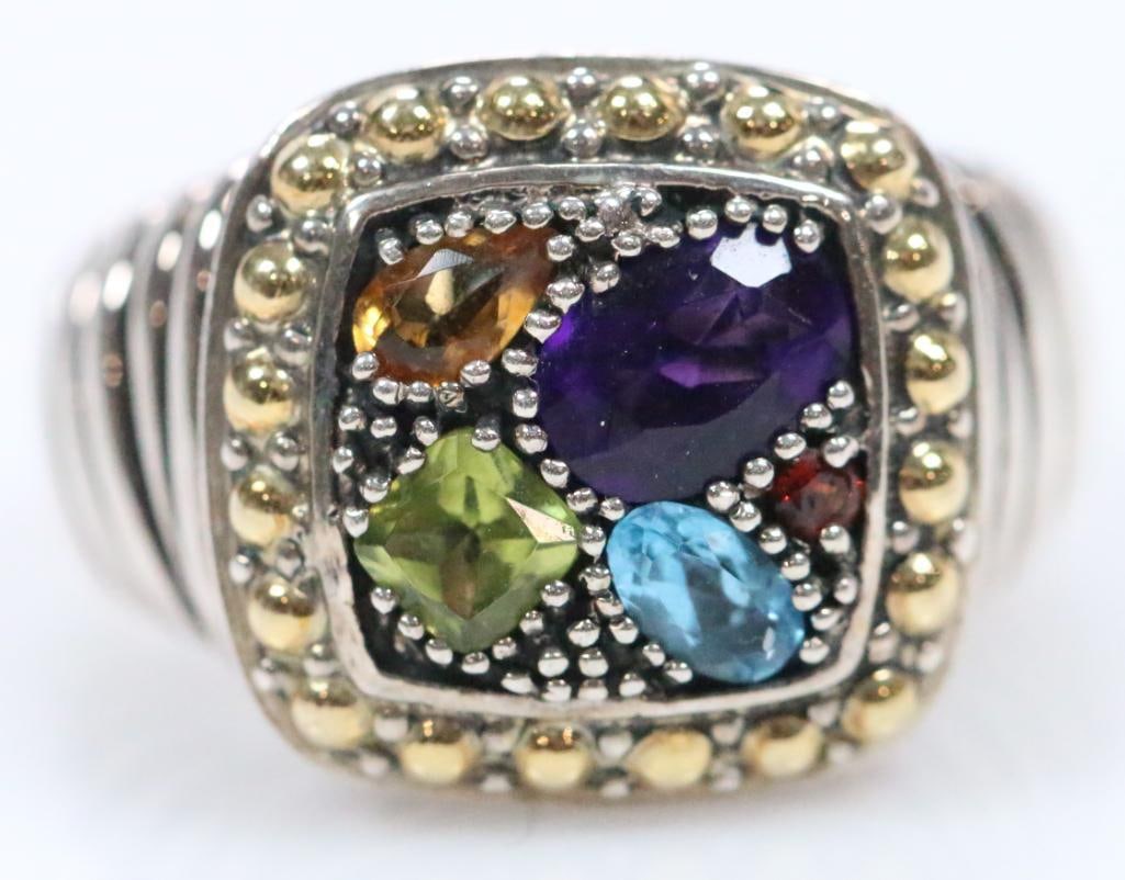 Effy Sterling Silver, 18 KT Gold, and Amethyst, blue topaz, yellow topaz, chrysoprase Signed (1 of 6)