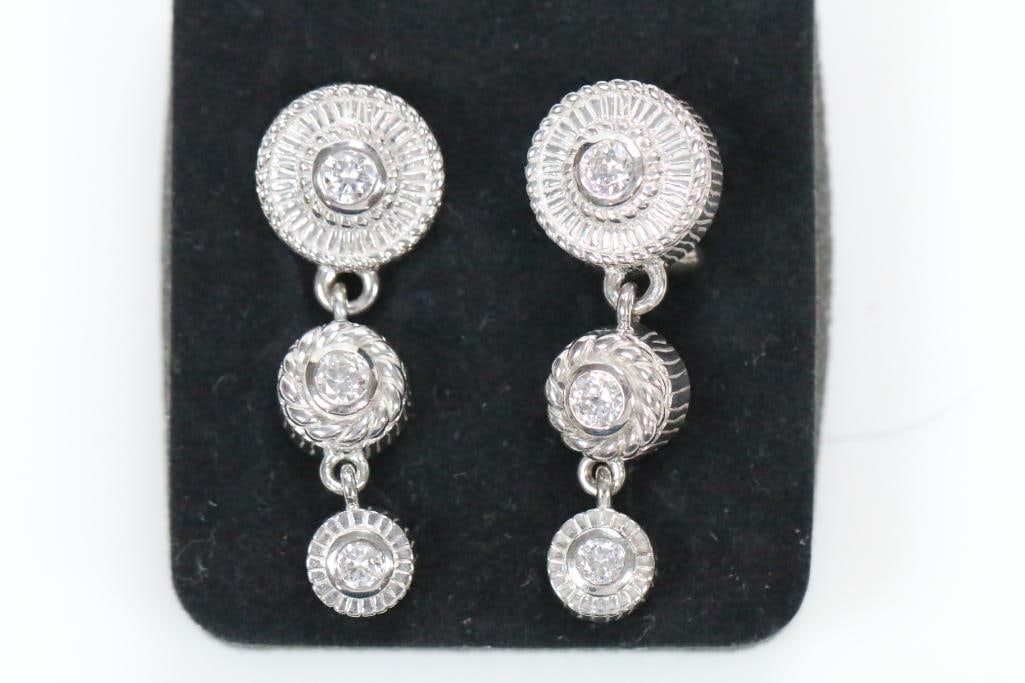 New Judith Ripka Sterling Silver and Crystal Earrings, Signed (1 of 7)