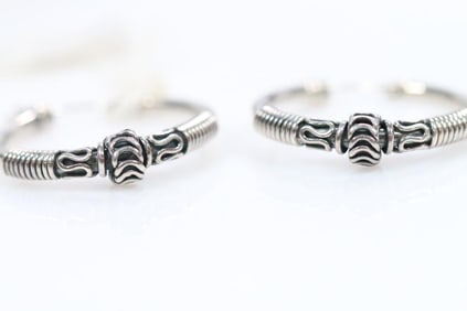 NEW Sterling Silver Bali Hoop Earrings