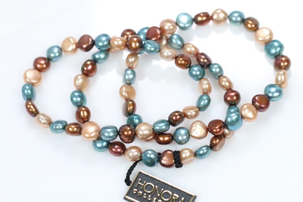 NEW WITH TAGS Set of 3 Honora Freshwater Pearl Bracelets (1 of 2)