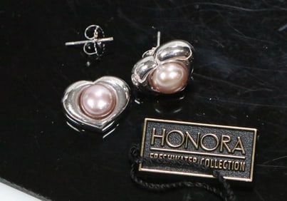NEW WITH TAG Honora Freshwater Pearl and Sterling Silver Earrings