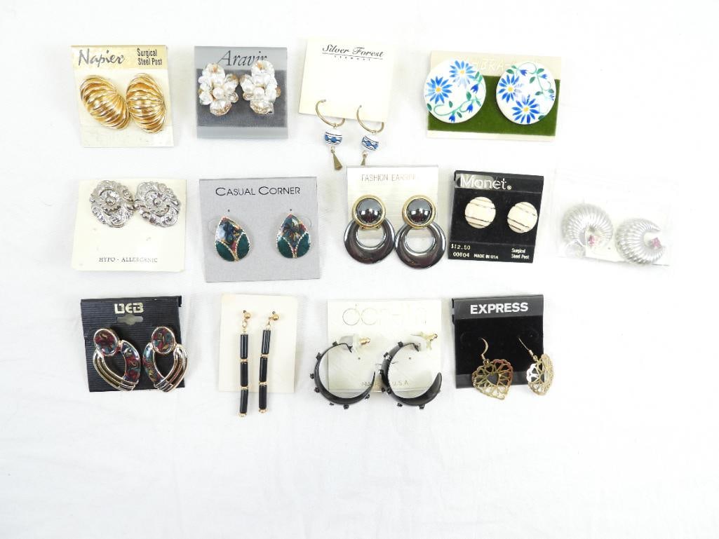 Vintage Jewelry Lot of 13 Earrings, Monet, Napier, Casual Corner, Express and More (1 of 5)