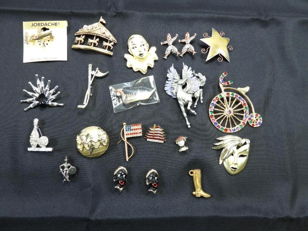 Vintage Jewelry Lot of 20 brooches 1 charm. Sterling Penn State, J.J. Signed (1 of 10)