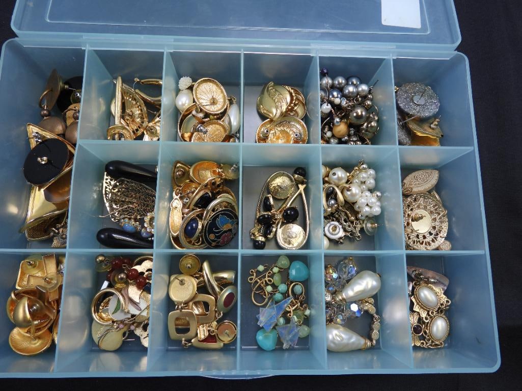 Vintage Jewelry Lot of 60 Pair of Earrings, mostly pierced TRIFARI, NAPIER, MONET, BEN-AMIN more (1 of 20)