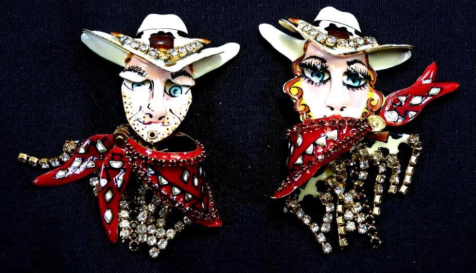 Lunch at The Ritz USA 22KT Gold Plated Cowboy and Cowgirl Earrings (1 of 5)