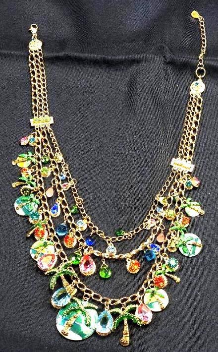 Lunch at The Ritz USA 22KT Gold Plated 3 Strand Palm Trees necklace (1 of 6)