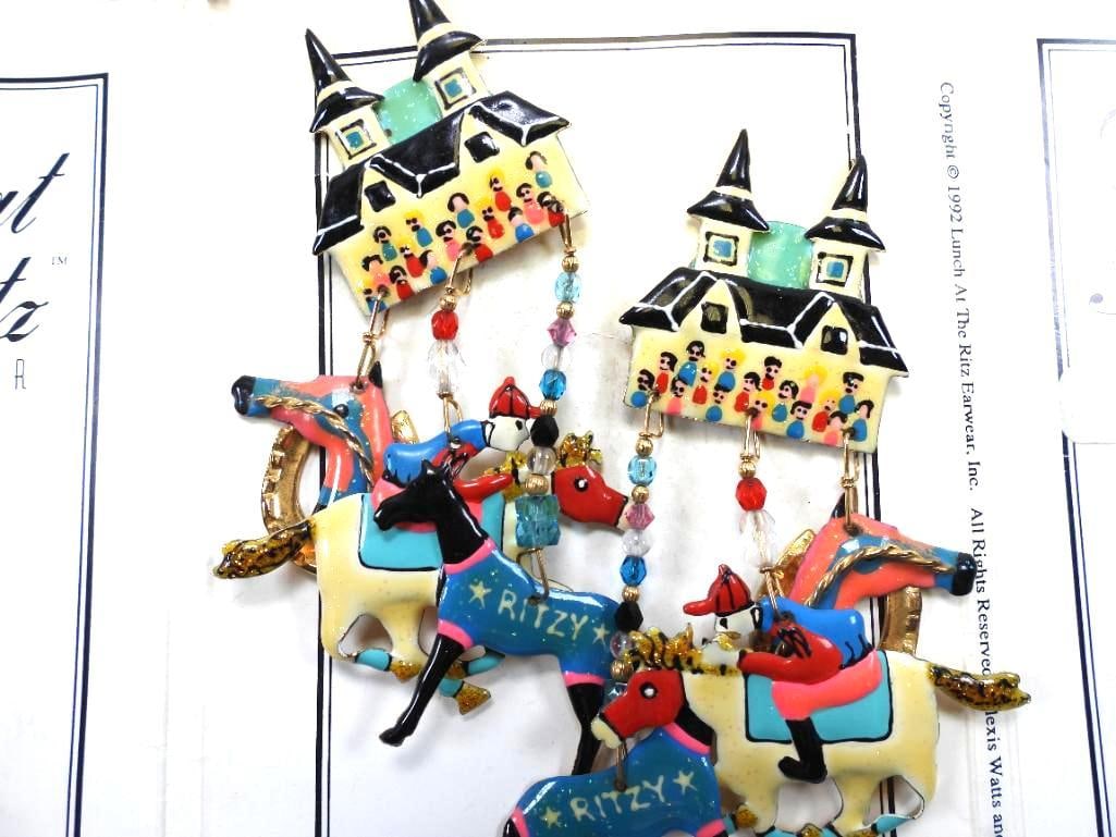 Lunch at The Ritz USA 22KT Gold Plated Derby Day Earrings (1 of 6)