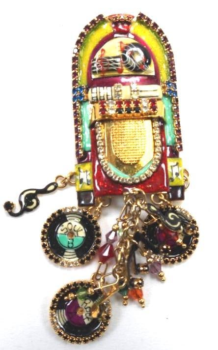Lunch at The Ritz USA 22KT Gold Plated Juke Box Pendant Brooch (1 of 5)