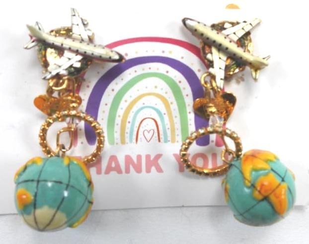 Lunch at The Ritz USA 22KT Gold Plated World Travel Earrings (1 of 3)