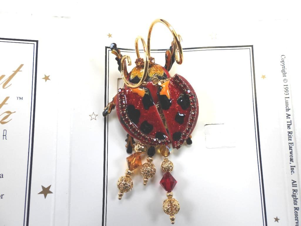 Lunch at The Ritz USA 22KT Gold Plated Pendant Brooch "Cute as a Bug's Ear" (1 of 7)