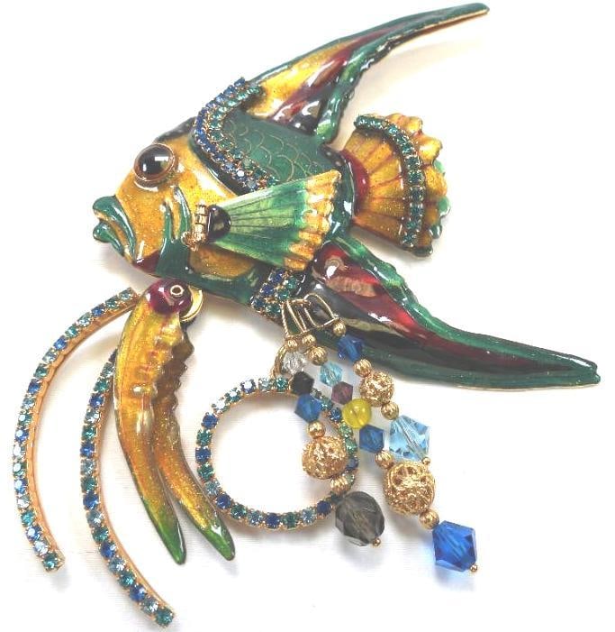Lunch at The Ritz USA 22KT Gold Plated Pendant Brooch Fancy Fish (1 of 4)