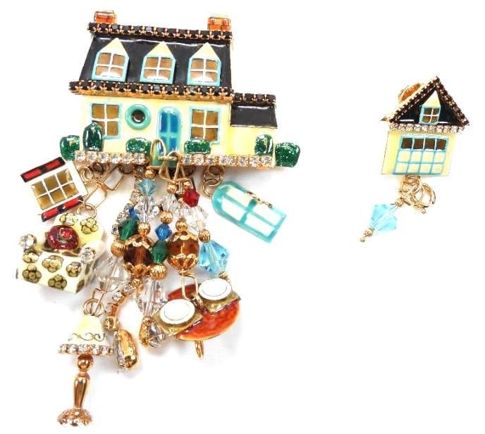 Lunch at The Ritz USA 22KT Gold Plated Pendant Brooch AND matching Tack Pin "Leave The Lights On" (1 of 4)