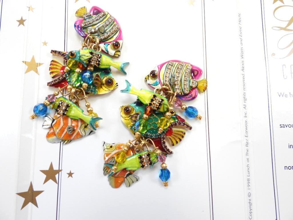 Lunch at The Ritz USA 22KT Gold Plated Earrings, "Tortola" Fish Earrings (1 of 6)