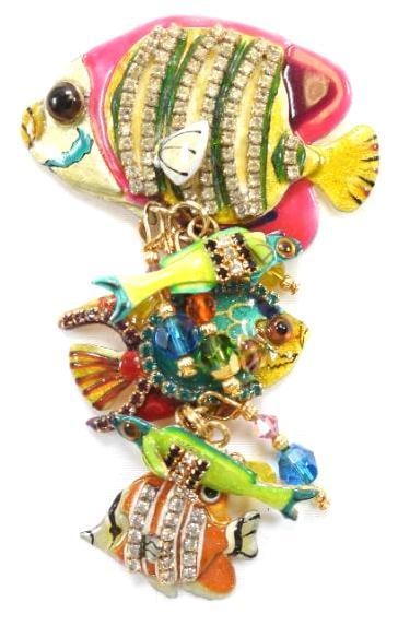 Lunch at The Ritz USA 22KT Gold Plated Pendant Brooch, "Tortola" (1 of 4)