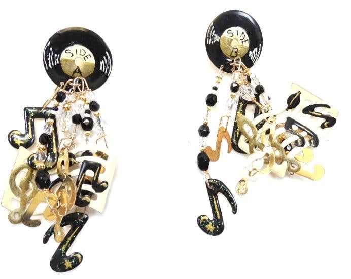 Lunch at The Ritz USA 22KT Gold Plated Earrings, Music-Themed (1 of 6)