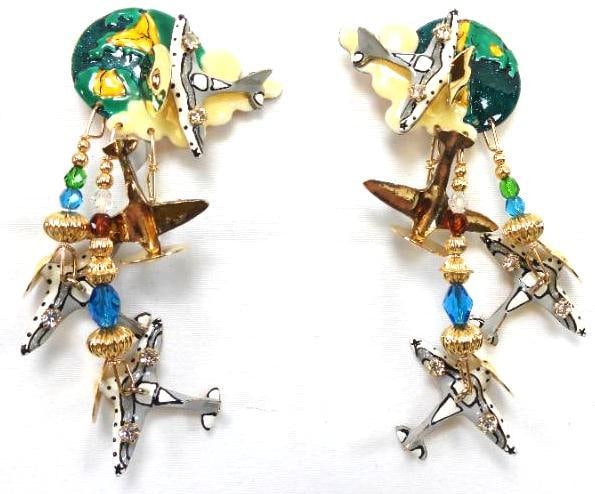 Lunch at The Ritz USA 22KT Gold Plated Airplane Earrings (1 of 5)