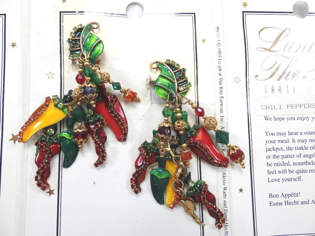 Lunch at The Ritz USA 22KT Gold Plated Chili Peppers Earrings (1 of 7)