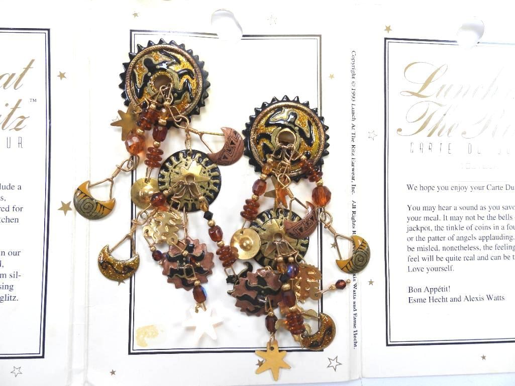 Lunch at The Ritz USA 22KT Gold Plated "Tolteca" Earrings (1 of 6)