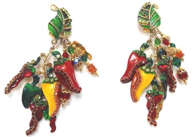 Lunch at The Ritz USA 22KT Gold Plated Chili Pepper Earrings (1 of 5)
