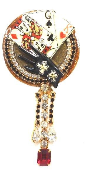 Lunch at The Ritz USA 22KT Gold Plated Pendant Brooch "Playing Cards" (1 of 4)