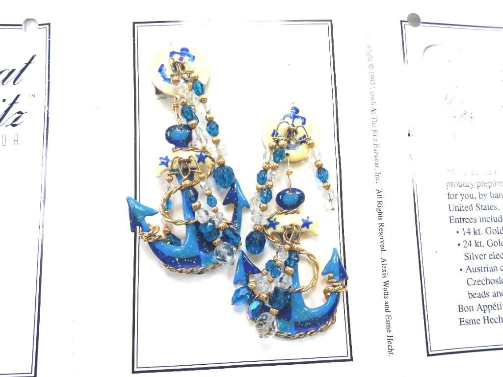 Lunch at The Ritz USA 22KT Gold Plated Anchors Earrings (1 of 3)