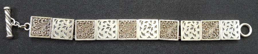 Lois Hill Heavy sterling silver scroll square panel bracelet (1 of 6)