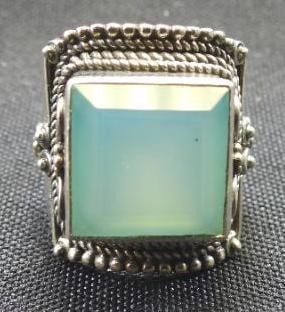 Beautiful large chrysoprase sterling silver ring sz. 7.25 (1 of 4)