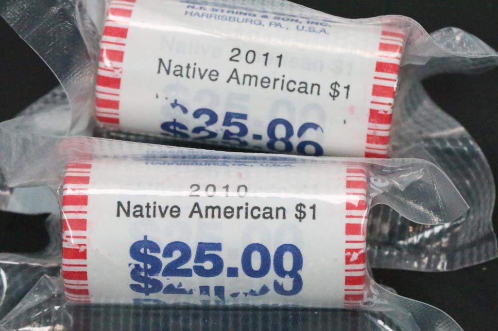 (2) Rolls Uncirculated US MINT $25 Dollar Coins 2010 & 2011 Native American (1 of 3)