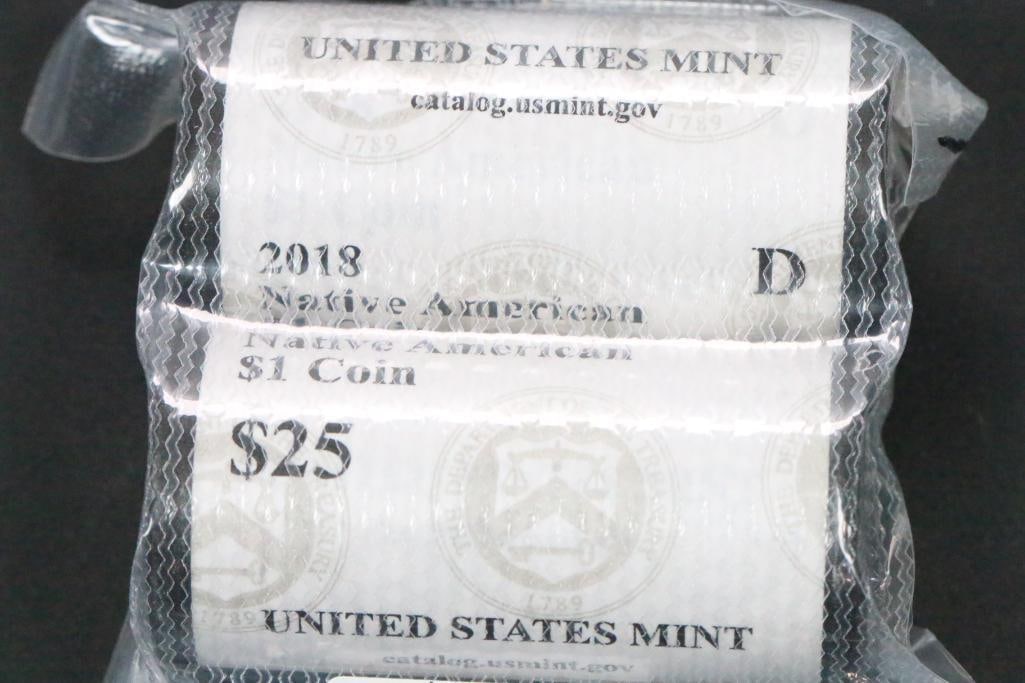 (2) Rolls 2018 Uncirculated US MINT $25 Dollar Coins (1 of 3)