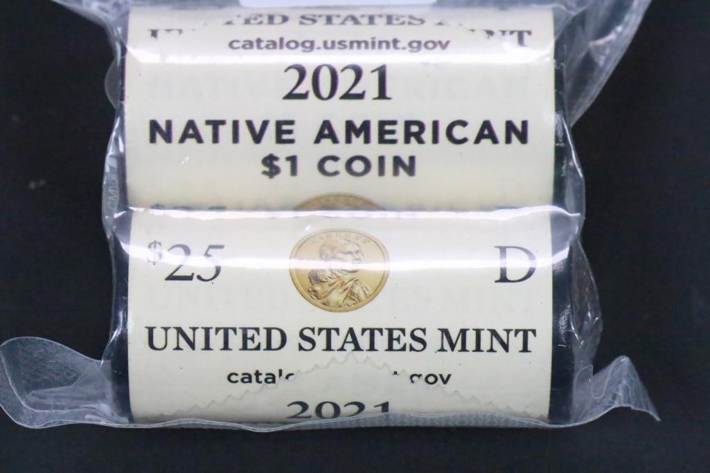 (2) Rolls 2021 Uncirculated US MINT $25 Dollar Coins (1 of 3)