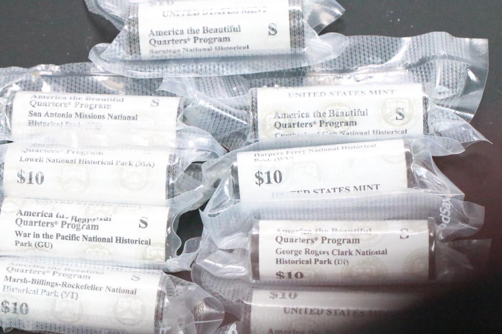 (9) Rolls Uncirculated US MINT S $10 America The Beautiful quarters (1 of 7)